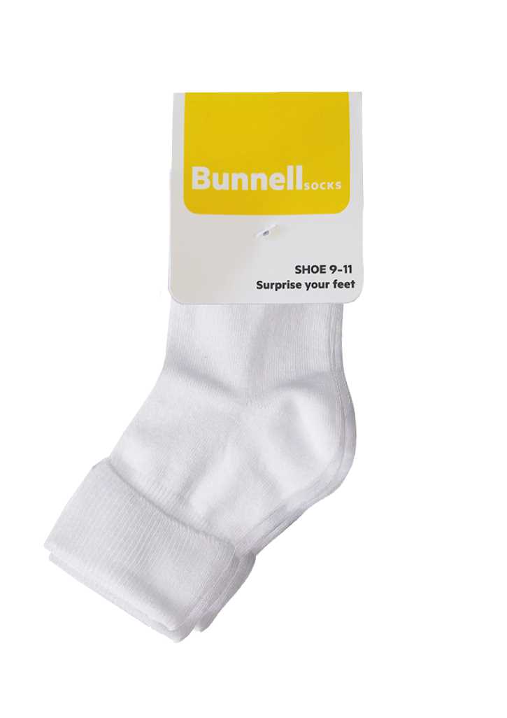 Girls Bunnell Ankle Sock Turnover Top White